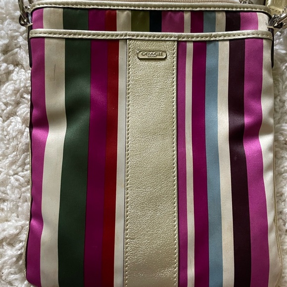 COACH “Legacy” Satin Stripe Multicolored Swing Bag Crossbody Bag EUC - Picture 10 of 11